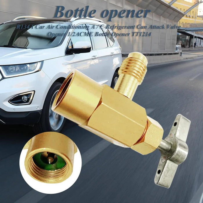 R134a Refrigerant Can Dispenser Tap Valve for AC Systems, Heavy Duty Brass Alloy Dispensing Tool