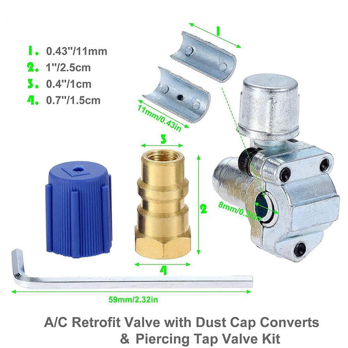 A/C Retrofit Valve & BPV31 Piercing Tap Kit for R12, R134a, R22 Refrigerant Systems