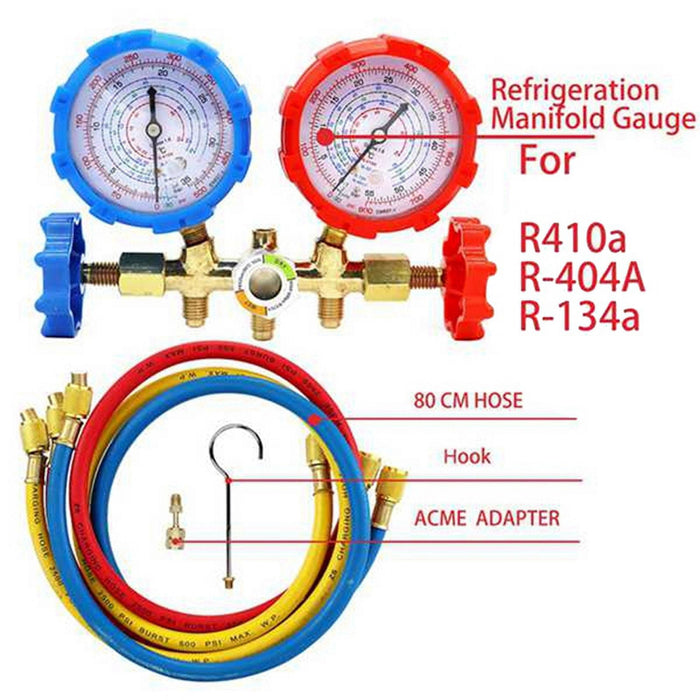 3 Way AC Diagnostic Manifold Gauge Set Metal, Photo Color, 1.9"