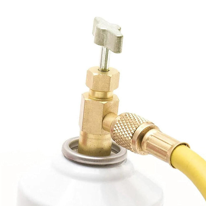 R134a Refrigerant Can Dispenser Tap Valve for AC Systems, Heavy Duty Brass Alloy Dispensing Tool
